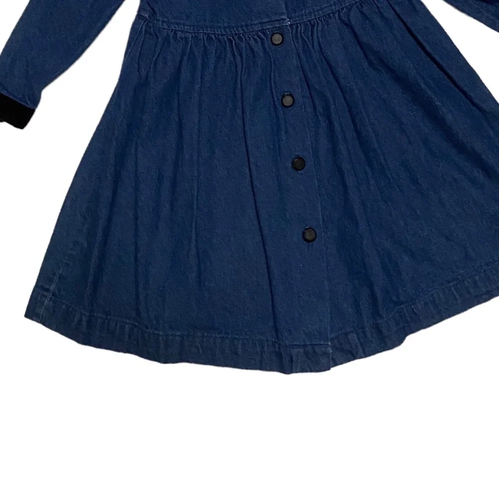 Vintage Just Friends Denim Dress Long Sleeve Velvet Collar & Cuff Dress 3T
